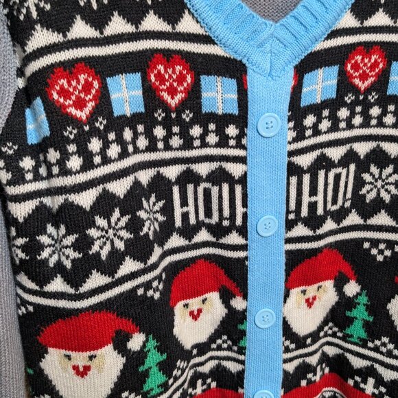 Festive Christmas Cardigan with Santa and Snowflakes Size Small - Picture 2 of 9